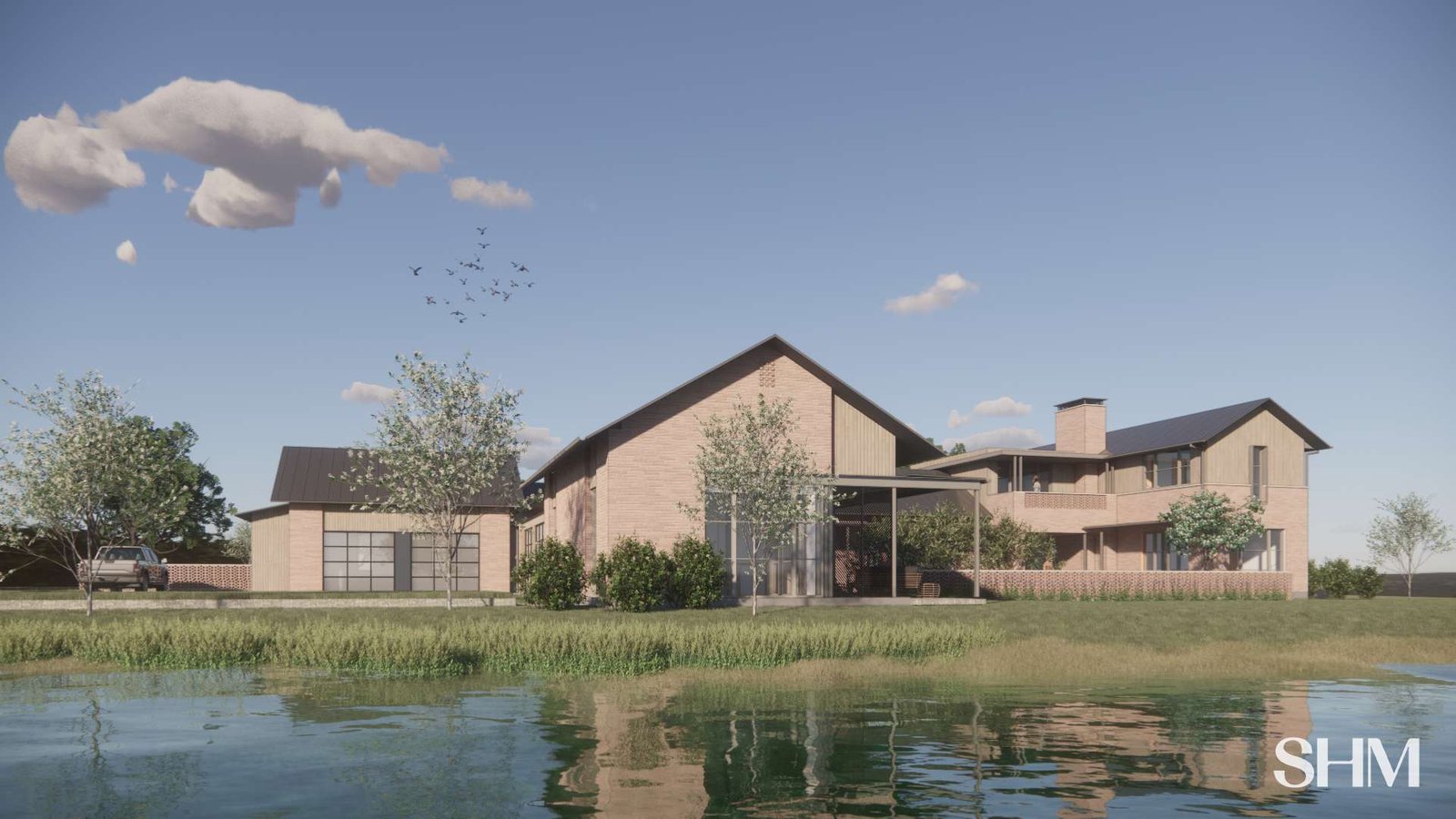 Rendering of the Eagle Ridge home with pond grasses in the foreground