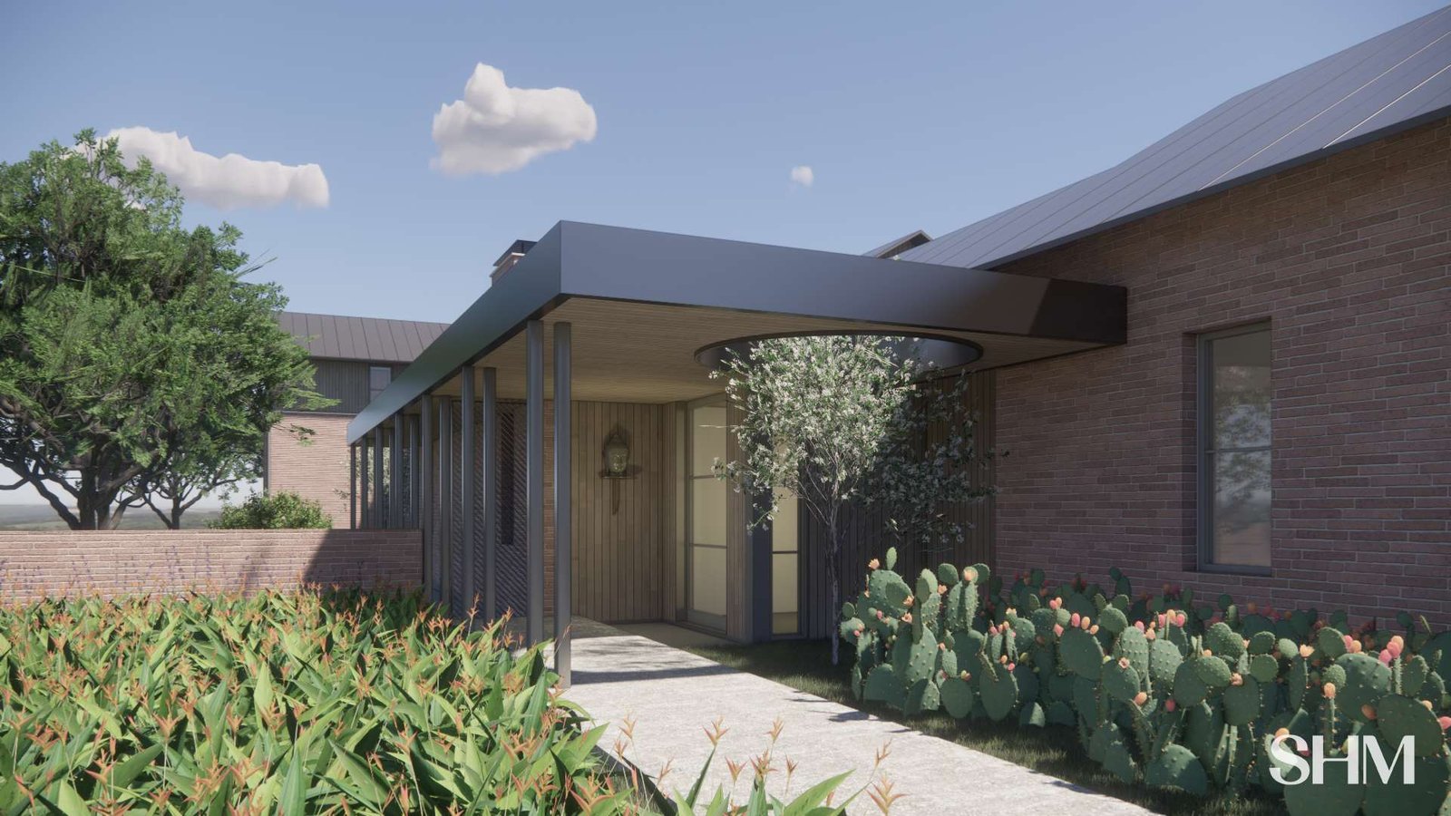 Rendering of the entry courtyard canopy at Eagle Ridge